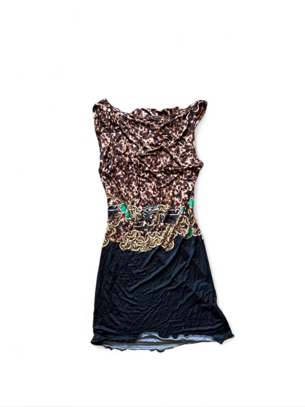 Roberto Cavalli Brown & Black Chain-Accent Mini Dress